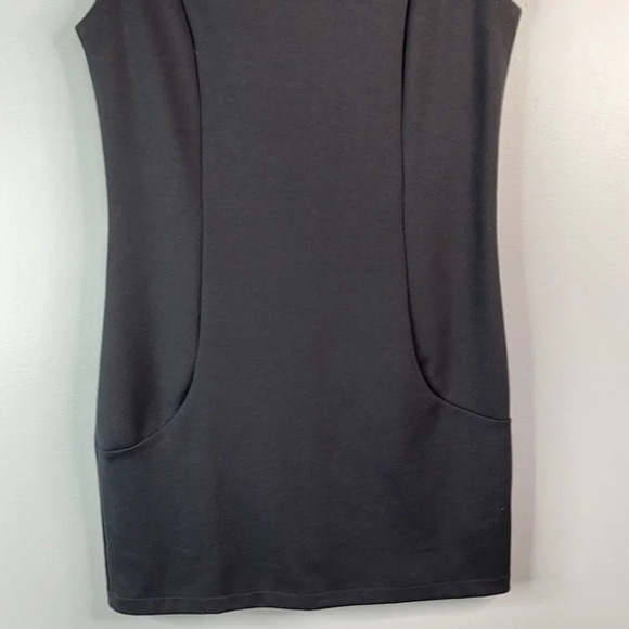 ESPRIT Boat Neck Mini Dress Black Sleeveless Jumper Fitted Exposed Zipper Size M - Picture 4 of 11